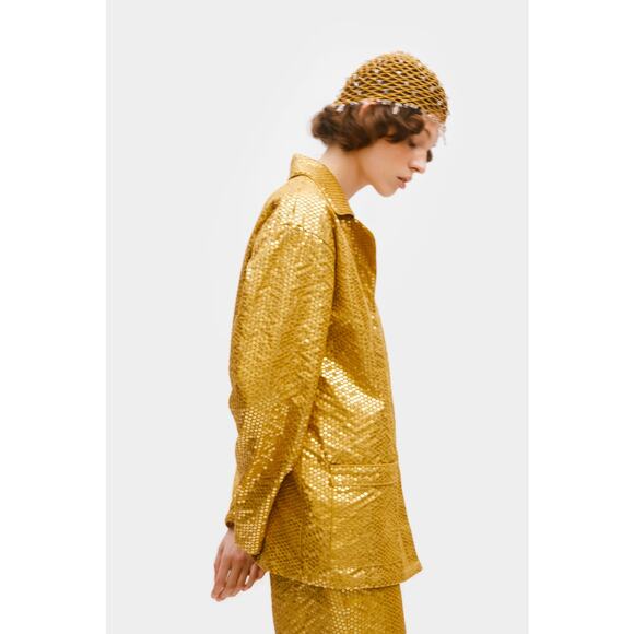 Sleeper Supernova Sequined Shirt In Gold - Picture 3 of 6